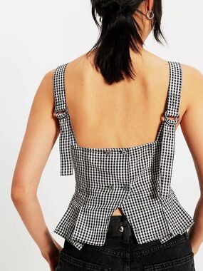 Free People - Sunfaded Gingham Top (Blue/Brown Combo)